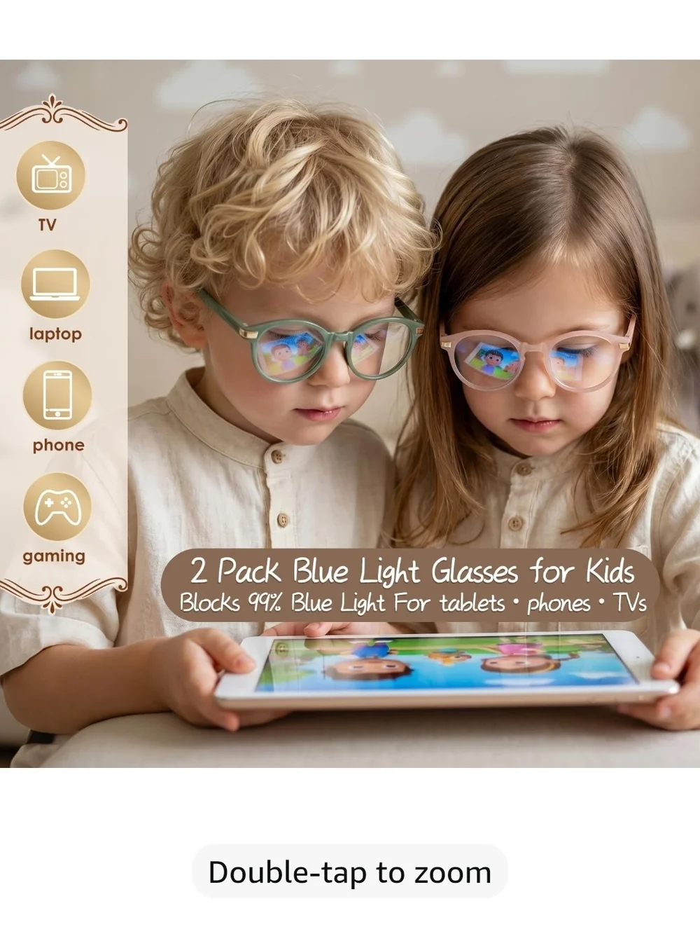 Kids Blue Light Blocking Glasses for Children - Pink Frame